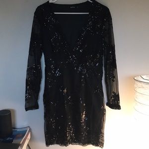Black sequin patterned dress